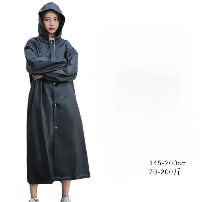 1PCS High Quality EVA Unisex Raincoat Thickened Waterproof Rain Coat Women Men Black Camping Waterproof Rainwear Suit