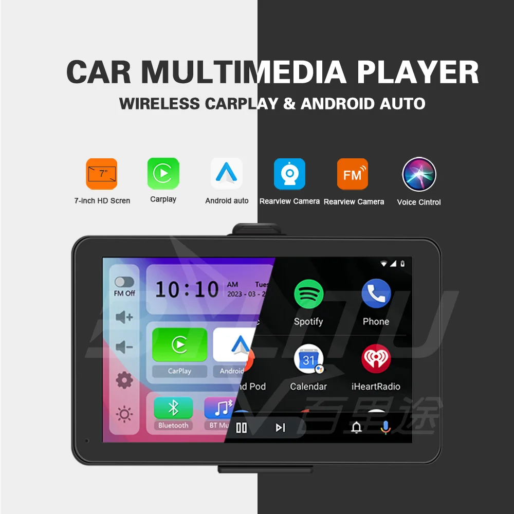 

7 inch Universal Car Multimedia Video Player Wireless Apple Carplay and Wireless Android Auto Support Cars Trucks Buses Taxi