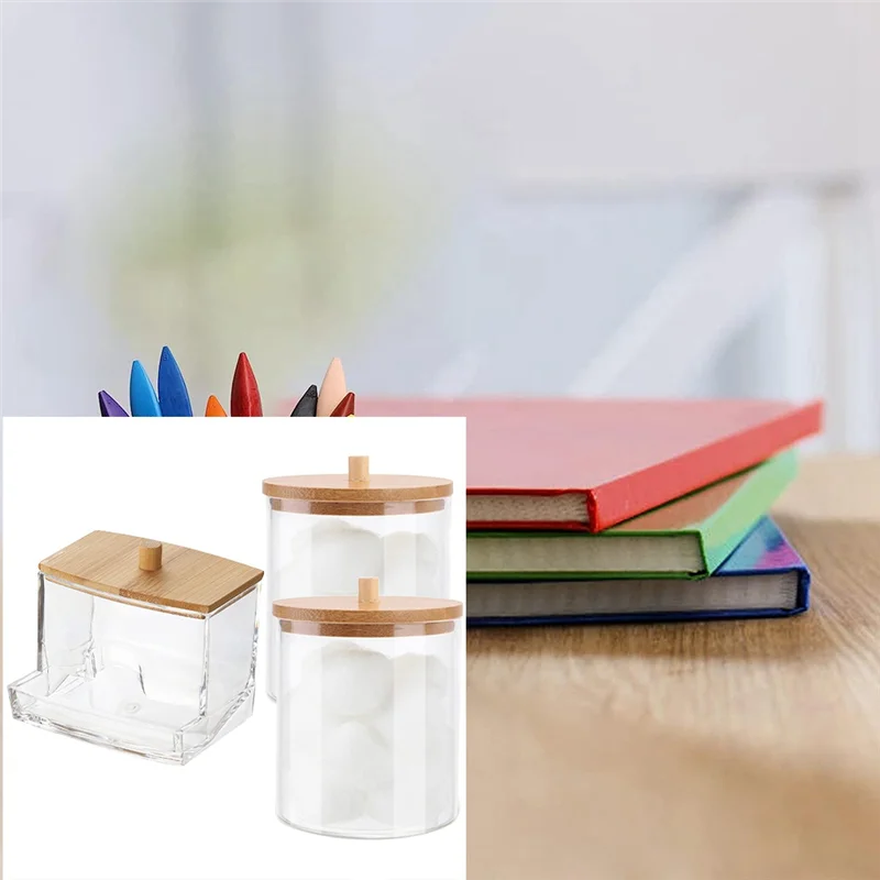 

Cotton Swab Storage Box with Lid, Cotton Ball/Swab Dispenser, Jar Box