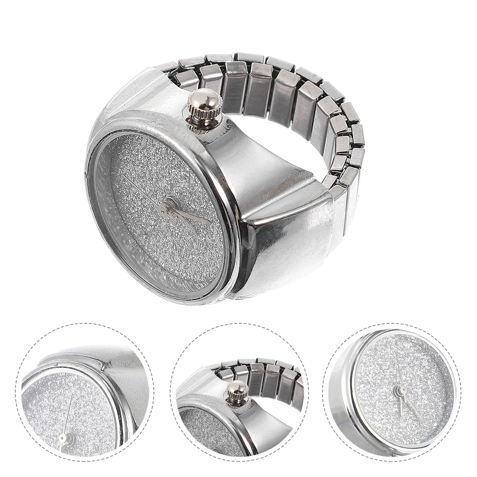 Reloj con anillo brillante a la moda, reloj con anillo para dedo con movimiento de cuarzo, accesorio duradero y elegante, regalo para hombres y mujeres, reloj de dedo