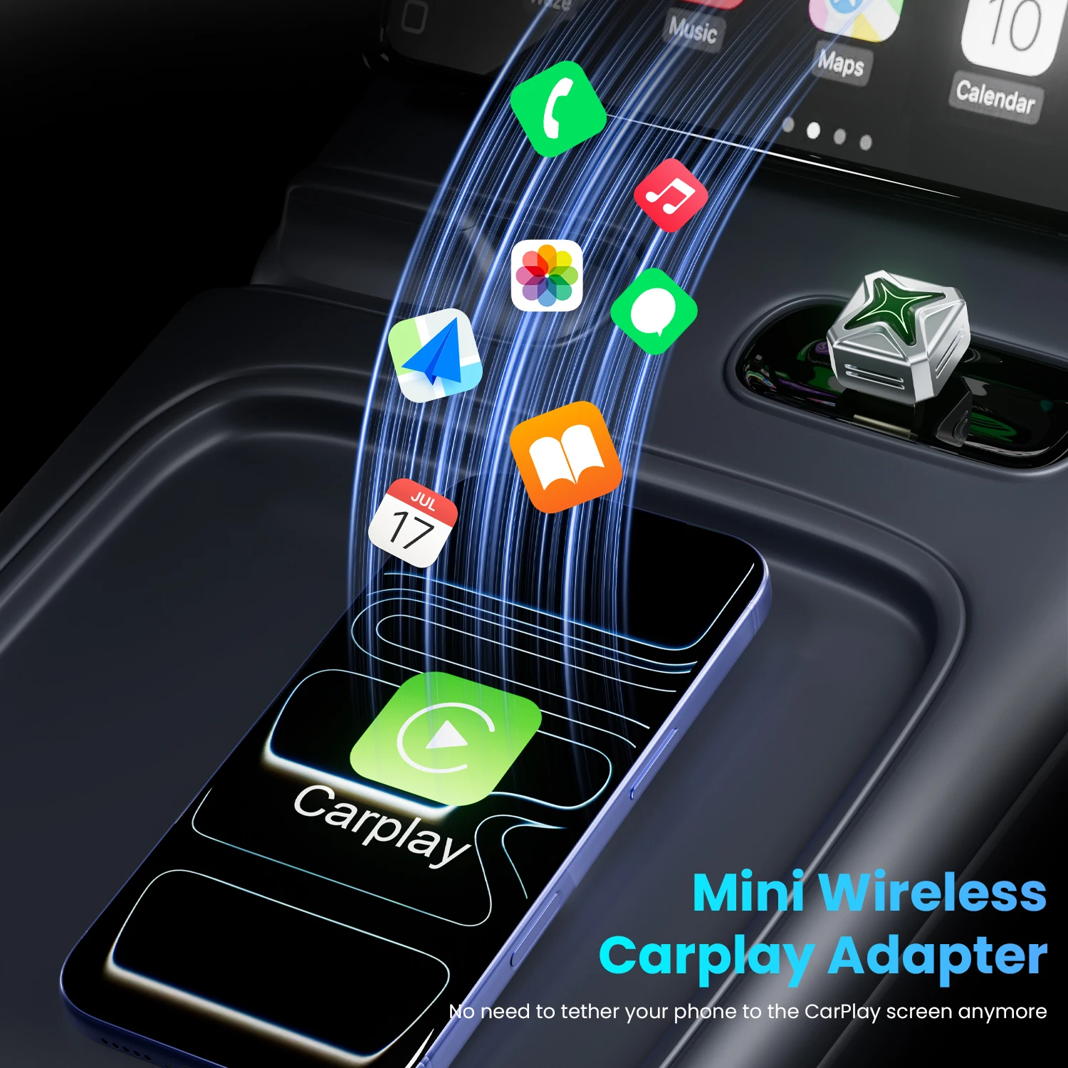 Wireless CarPlay Android Auto USB Adapter High-Quality Car Accessory Smart Mini Box Plug Play 5GHz WiFi Type-C/USB-A - view 2