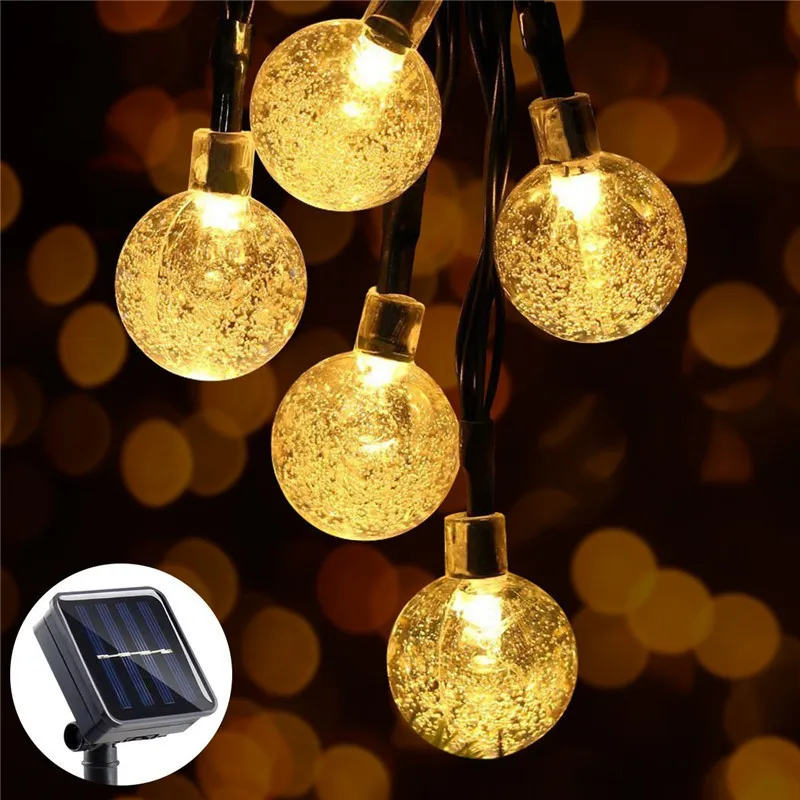 

New 20/30/50LED Solar Crystal Ball Bulb String Lights Outdoor Christmas Garland Fairy Lights for Party Wedding Garden Decoration