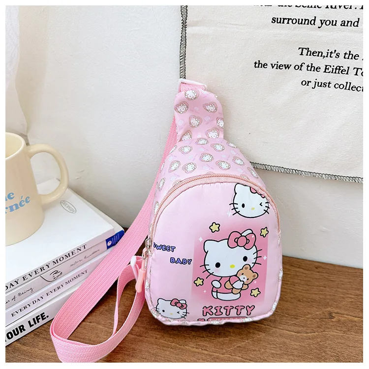 Hellos Kittys Cartoon Crossbody Bag para meninos e meninas, saco de peito infantil, bolsa de viagem, mochila crossspan, presentes, novo, moda, 2024