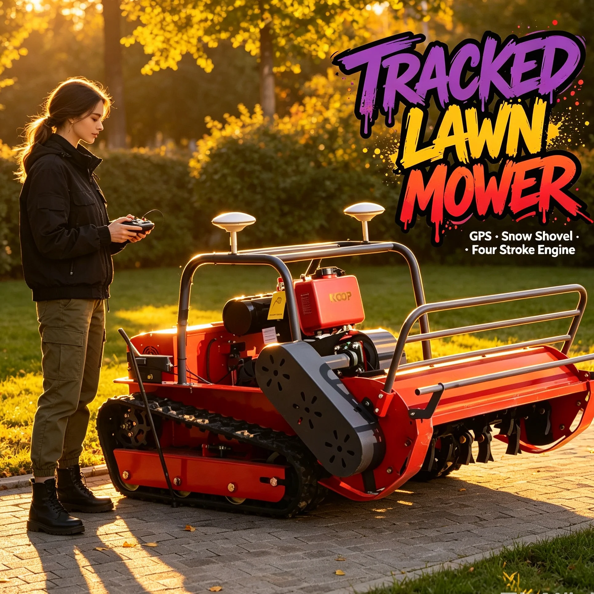 Customized Electric Remote Control Track Lawn Mower Intelligent Crawler Grass Cutter Rechargeable for Orchard Landscaping