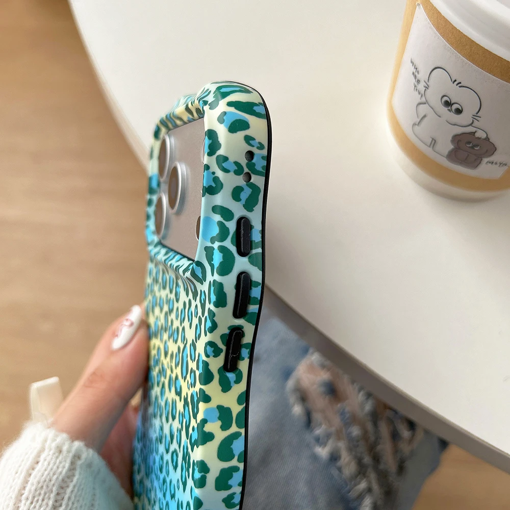 Modische 2-in-1-Handyhülle mit Leopardenmuster für iPhone 13 14 15 16 17 18 Pro Max, Wellenkanten, angenehme Haptik, harte, schlanke Rückseite – Detail 9