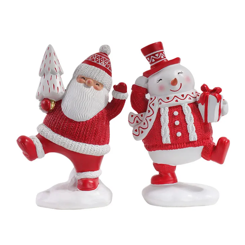 Christmas tree snowman Santa Claus ornaments holiday scene props decoration resin crafts wholesale