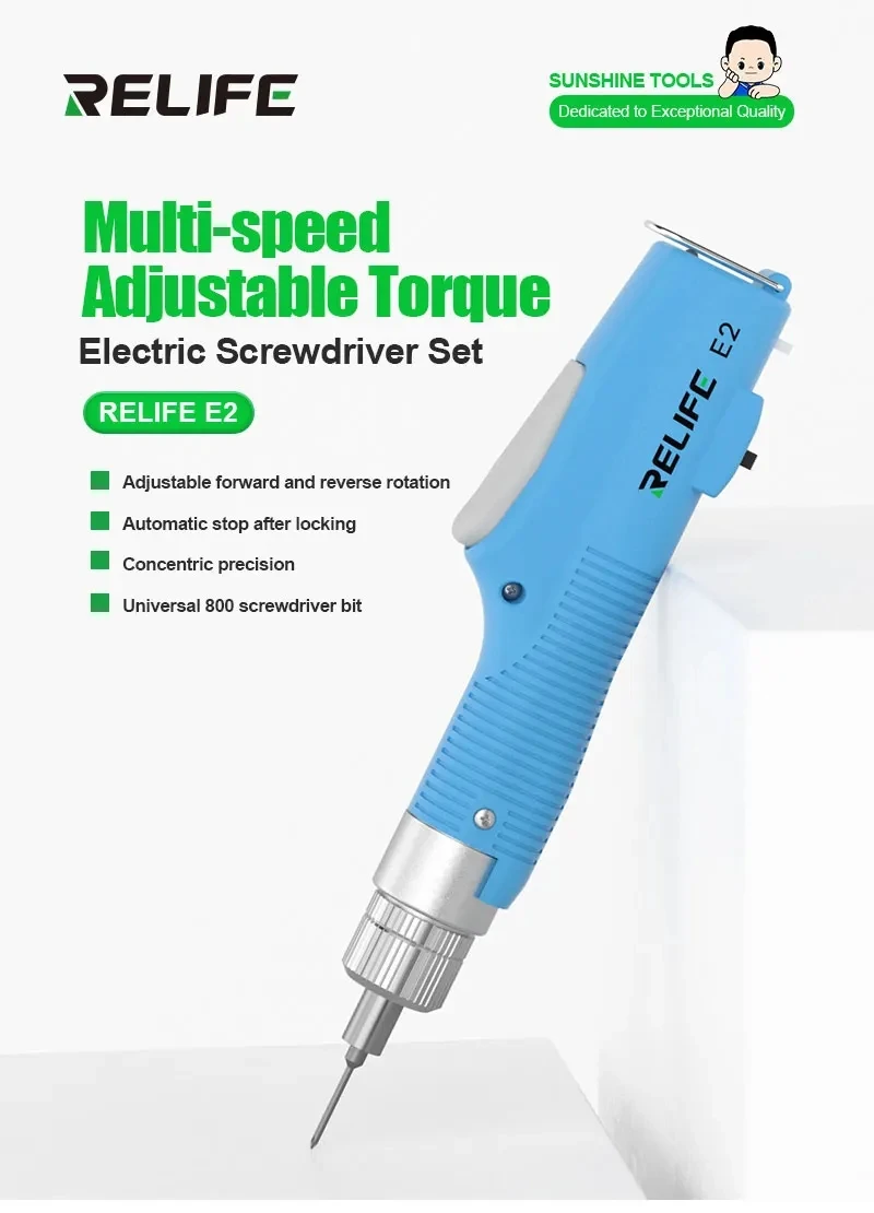 RELIFE E2 Torque Electric Screwdriver Set Multi-speed Adjustable Torque ,Adjustable Forward and Reverse Rotation Repair Tools