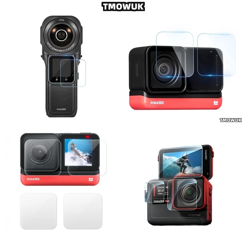 

For Insta360 GO3S Accessories For One RS Link 2 Link 2C GO 3 3s ACE Pro AcePro 2, Hard Tempered Glass LCD Screen Protector + TPU