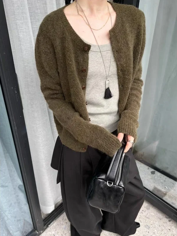 الكورية Sle عادية الملفوف مارليد محبوك سترة معطف المرأة الخريف الشتاء بسيط تنوعا كسول Sle تريكو Jaet