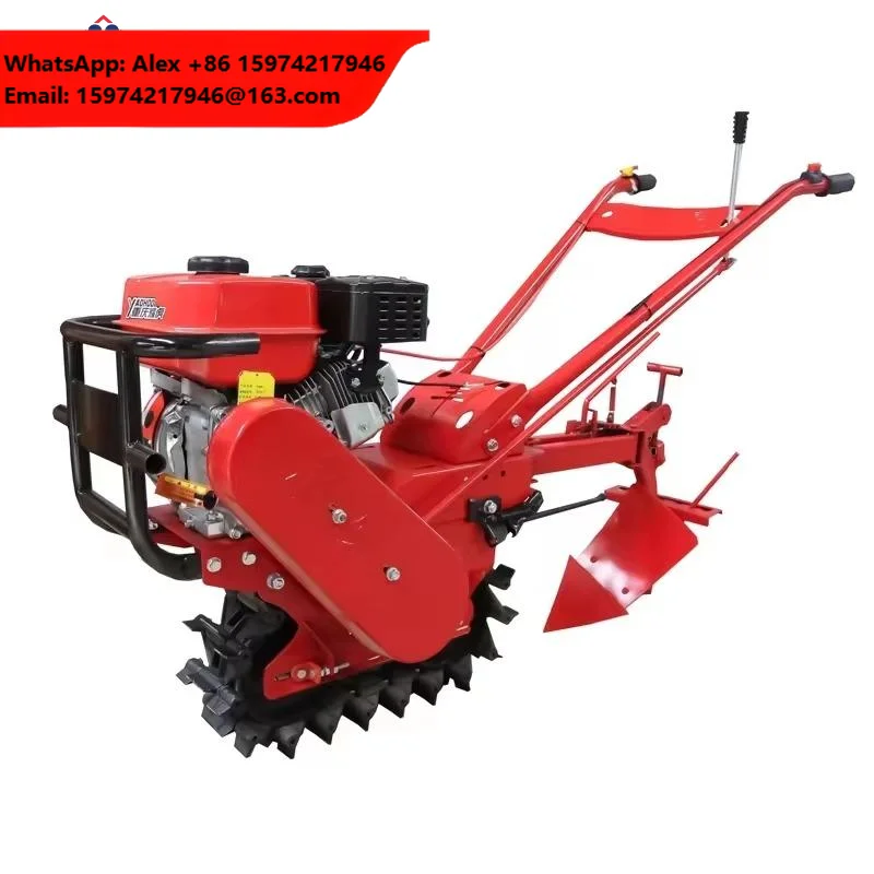 High Quality Single Chain Rail Micro Tiller Garden Agricultural Mini Power Cultivator Machine+Flip Plow