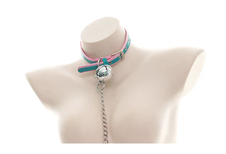 الجلود حلقة عنق الجنس مجموعة مع جرس كبير BDSM لعب الأدوار الجنس الرقيق عبودية العقاب يمزح زوجين المتعة الجنسية لعبة الكبار #2