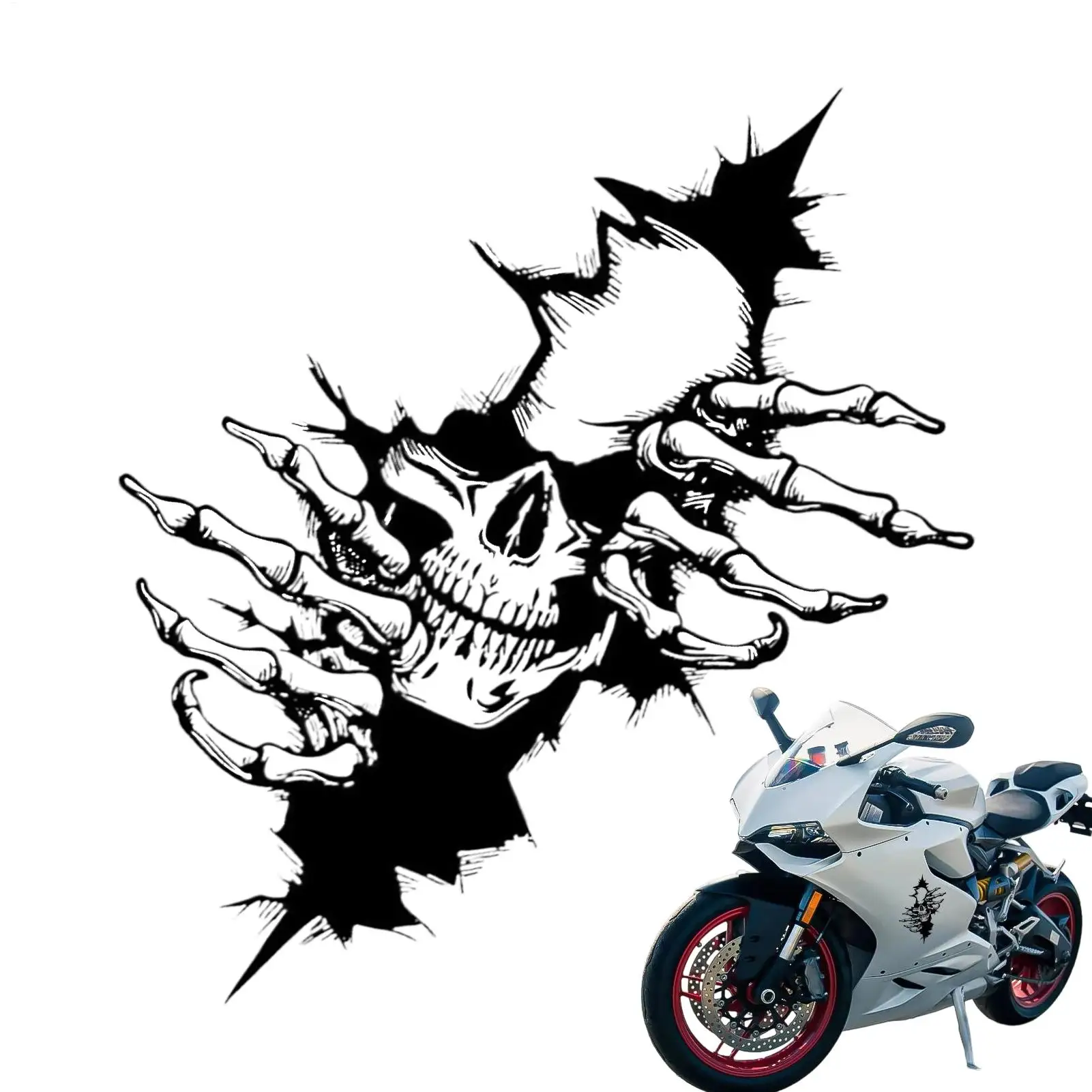 Skull Car Sticker Horror Decals Halloween Decor Motorcycle Decals for Car Truck SUV Motorcycle Vehicles Window Exterior Hood