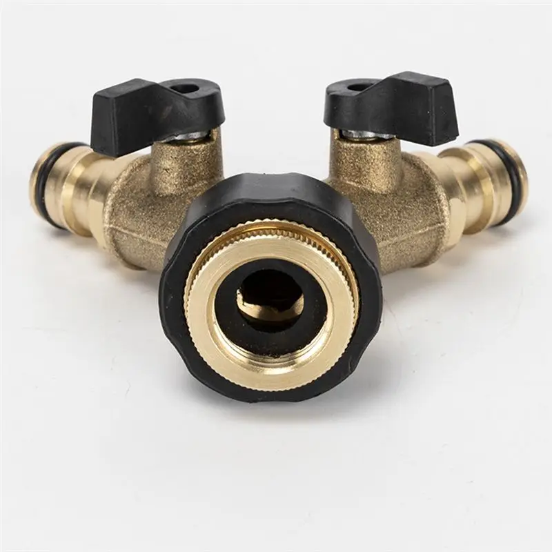 A20F-1PC 3/4In 4-Way Brass Plastic Garden Hose Splitter Y-Type Watering Connector Distributor For Outdoor Tap Faucet Adapter
