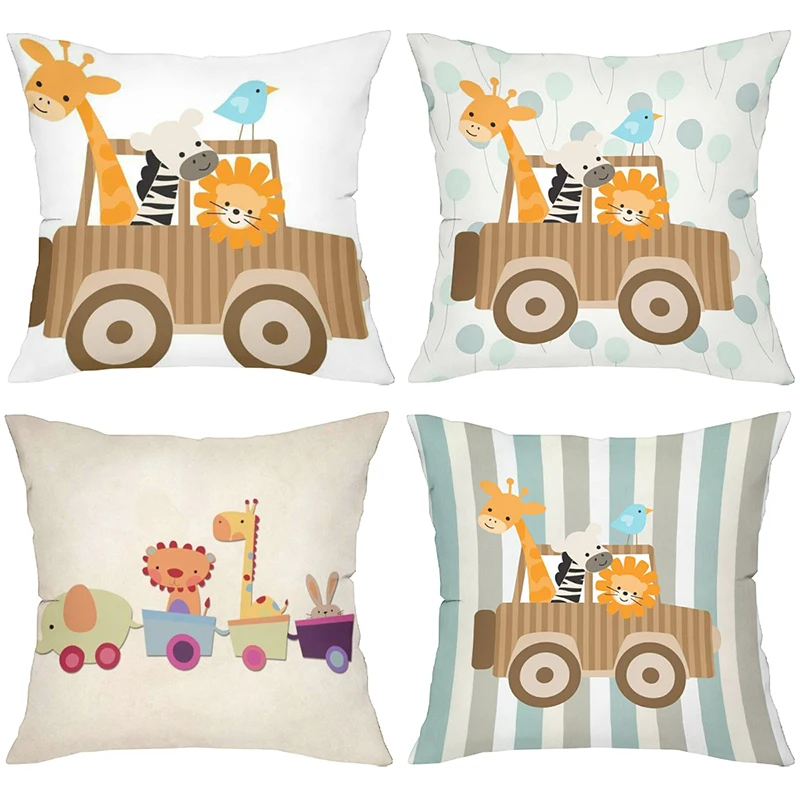Cute Animal Patterned Cushion Covers Home Decor Short Plush Pillowcase Sofa Decorative Cushion Cov Headboard Pillowcase