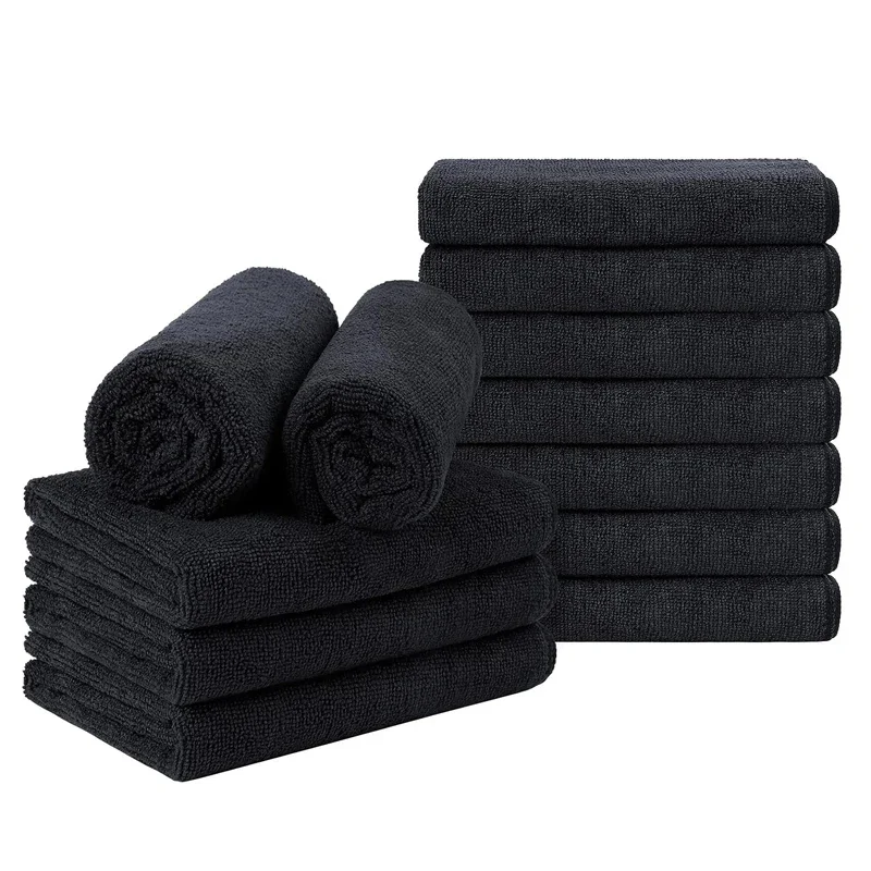 

5/2 Pcs Microfiber Salon Towels Black for Hair Stylist Bleach Proof Hair Towel for home hotel beauty salon