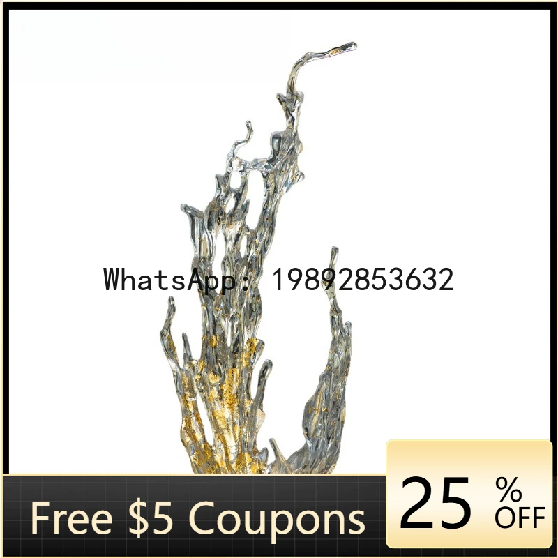Z4   Transparent Water Drop Ornament Resin Abstract Platinum Crystal Water Flower Decorative Sculpture Hanging Decoration