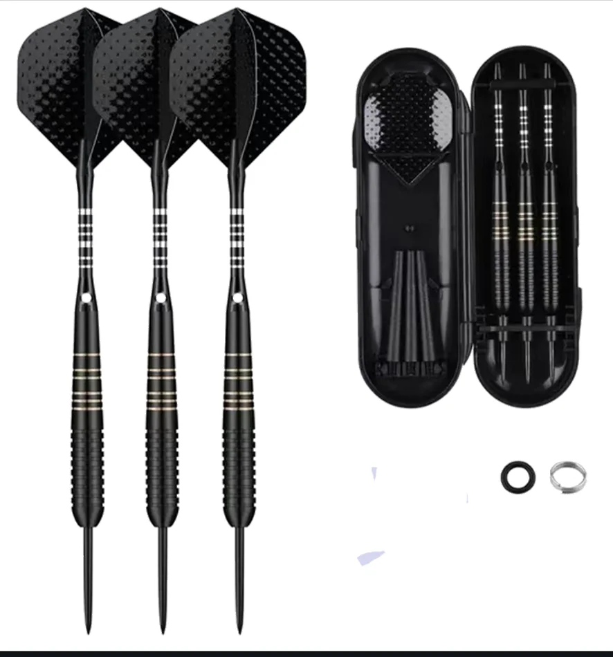 

Набор из 3 профессиональных дротиков со стальными наконечниками, черный, с нескользящим корпусом, лопатками и стержнями, для игр в помещении