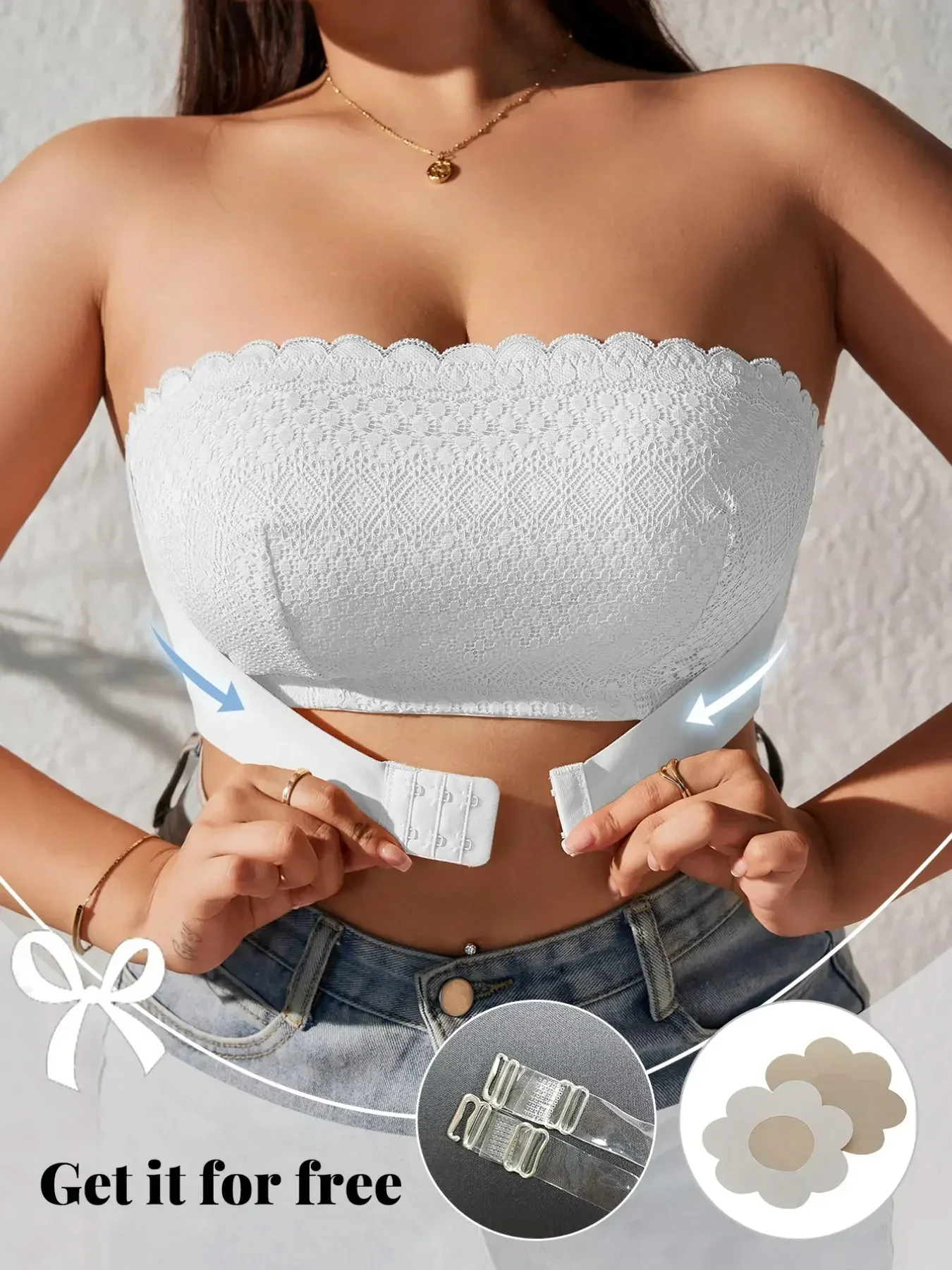 Plus Size Women's Sexy strapless bra, front closure design, smooth and wire-free for comfortable, everyday wear, Breathable Comfy Bra, Breathable Bras