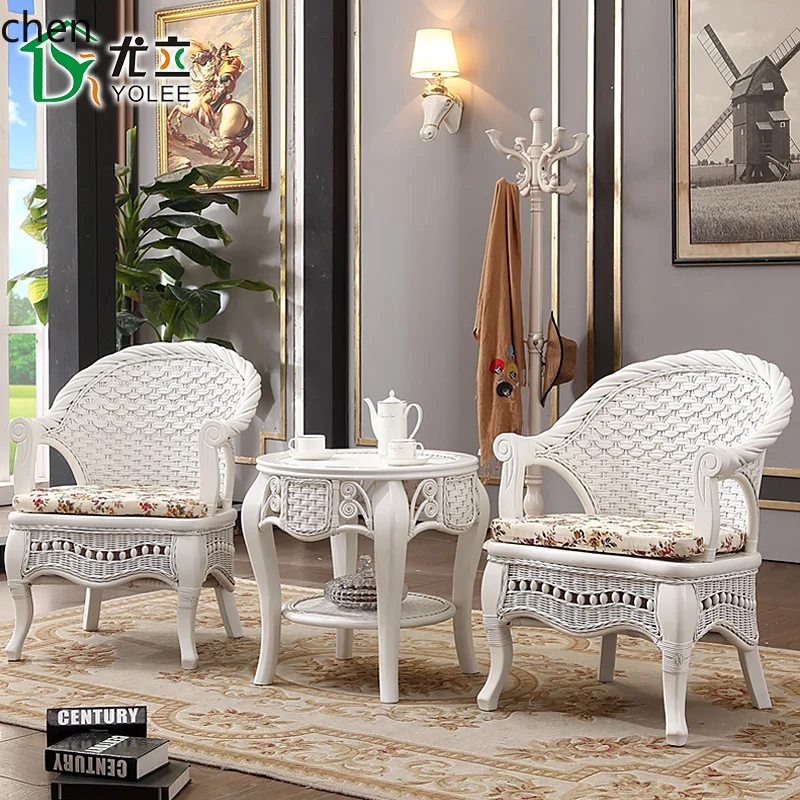 

LXC rattan chair three-piece balcony table and chair coffee table combination living room rattan single casual backrest chair