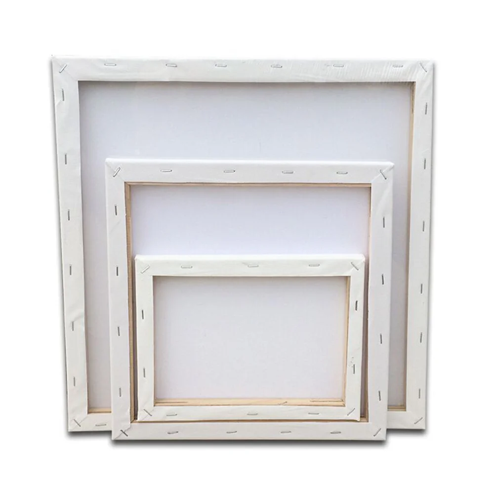 20x20cm Square Shaped Cotton Wood Oil Painting Canvas Custom Solid Wood Artist Stretched Canvas (White)