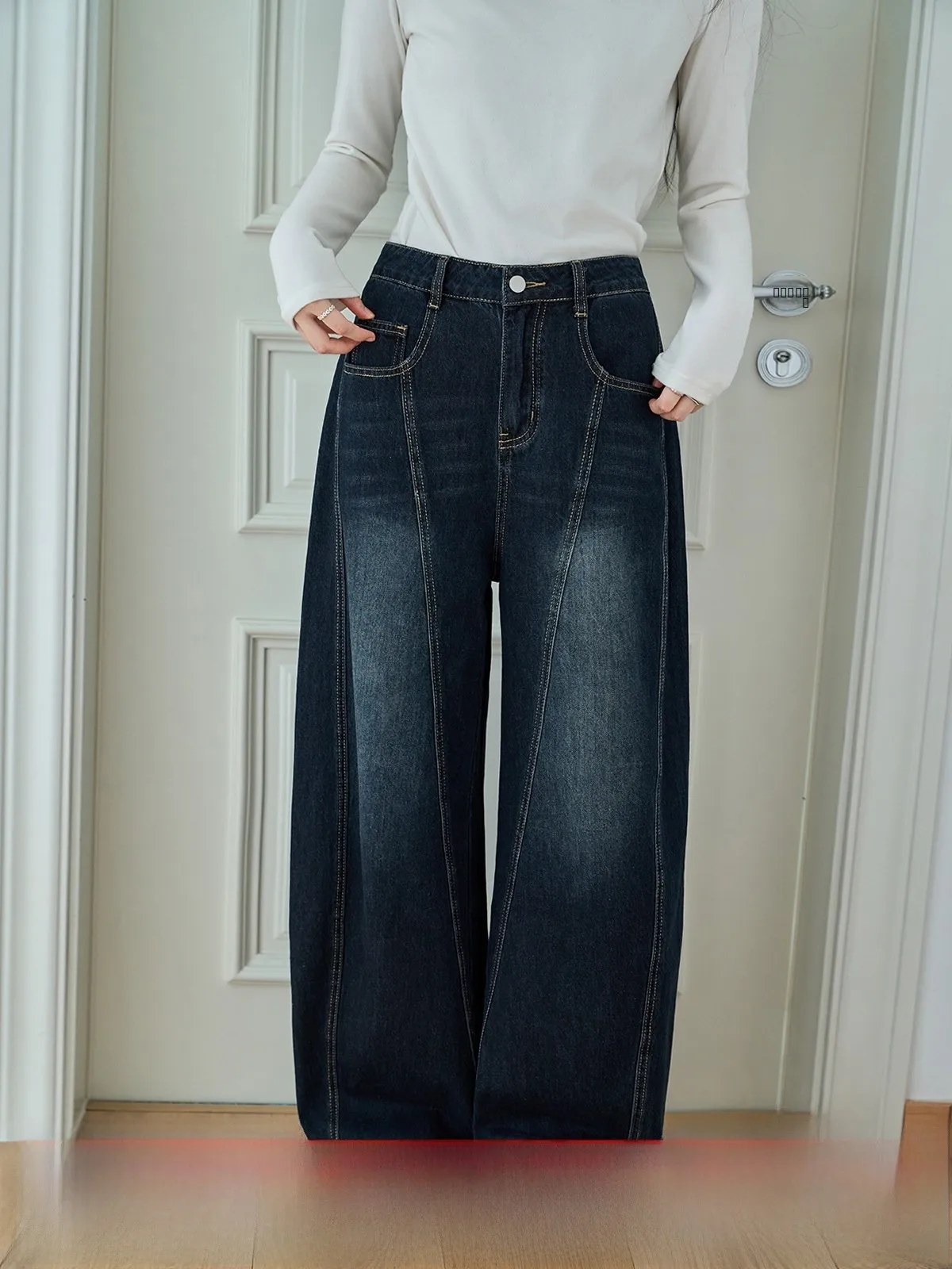 

Женские джинсы Deep Blue с высокой талией, широкими штанинами, свободного прямого кроя, длинные брюки для повседневной носки, осень-зима, новинка