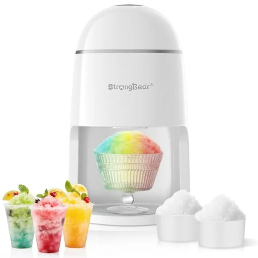 StrongBear Electric Snow Cone Shaver Ice Machine for Birthday Party House Warming Gift Kitchen Accessory White