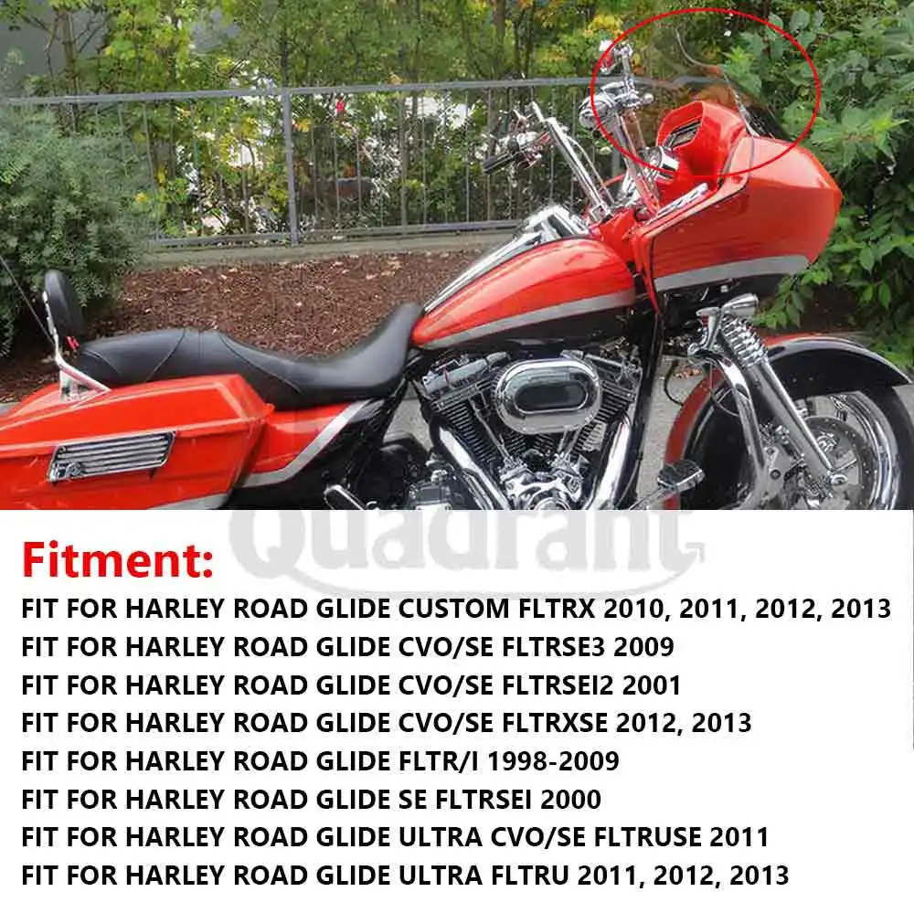 For Harley Road Glide CVO/SE FLTR/I FLTRX 1998-2013 Motorcycle 12.5" Wind Deflector Cowling Windscreen Front Fairing Windshield view 3