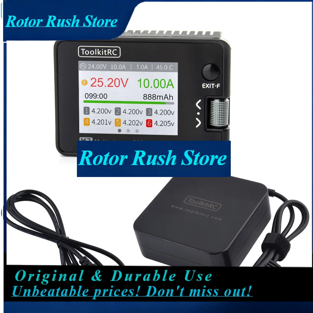 RoRuSToolkitRC M7 200W 10A Balance Charger Discharger With ADP100 For 1-6S Lipo Battery Voltage Servo Checker Receiver Signal Te