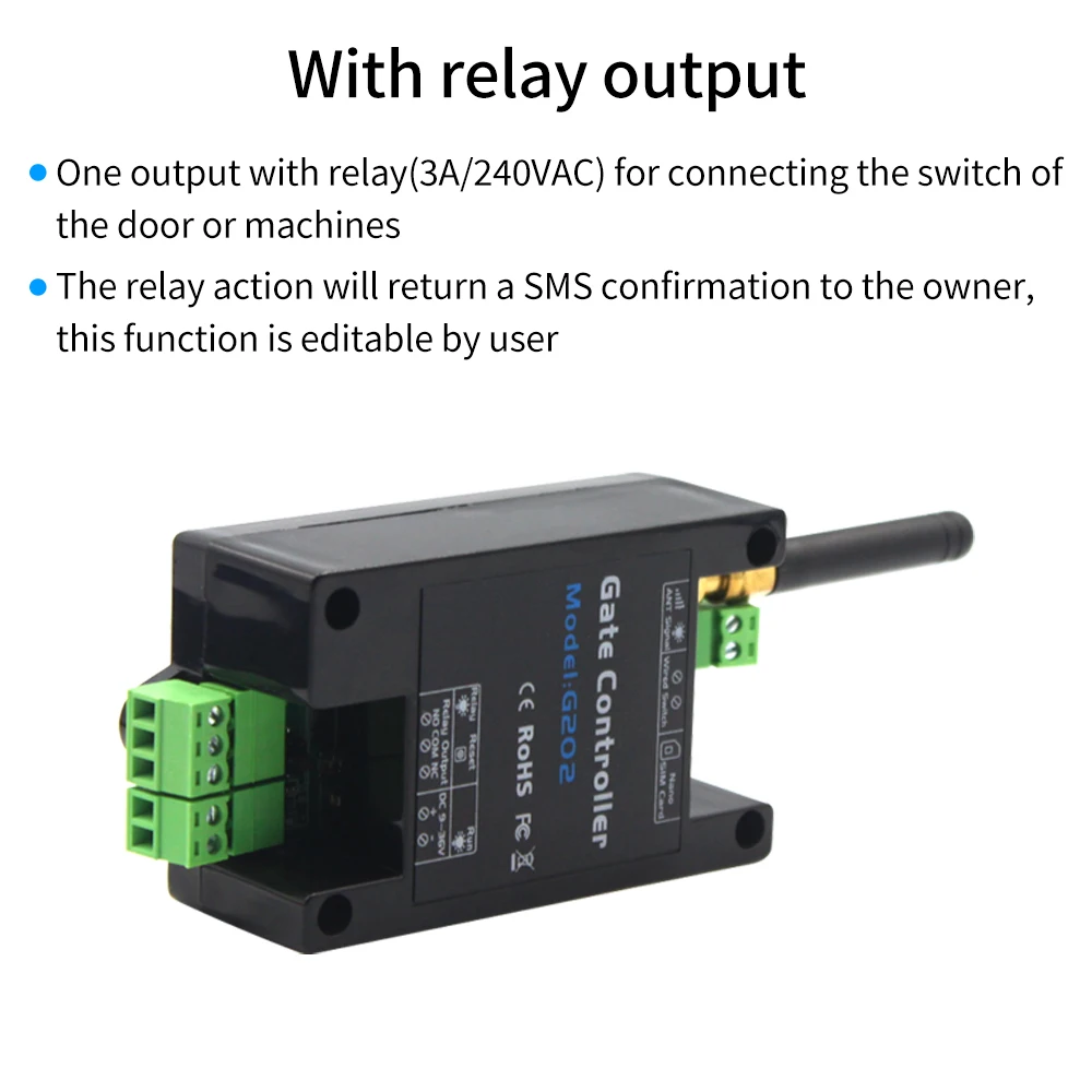 G202 4G Gsm Sms Relais Gratis Bellen Afstandsbediening Telefoongesprek Gate Opener Schakelaar Deur Opener Voor Parkeersysteem 4G Lte Toegang