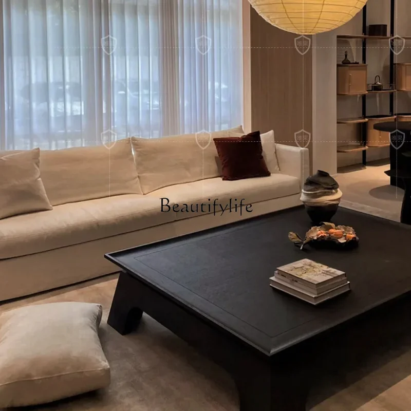 13Italian coffee table Modern simple rectangular square New Chinese coffee table, black oak