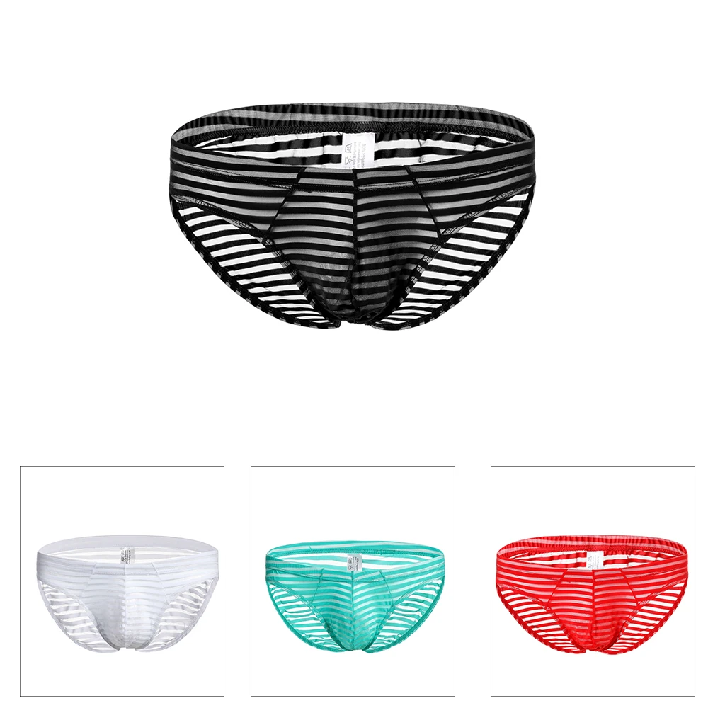 Men\'s Triangular Panties Classic Stripe Pattern Mesh Elastic Panties Young Men\'s Briefs Transparent Undewear Free Shipping Items