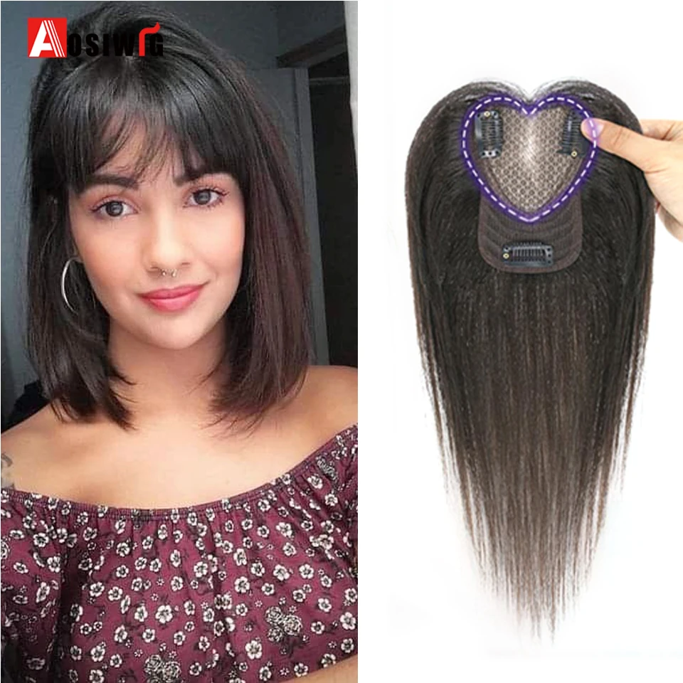 Synthetic Short Straight Wig Female Bangs Clips Toppers Hair Pieces Increasing Hair Quantity Natural Fluffy And Covers White Hai