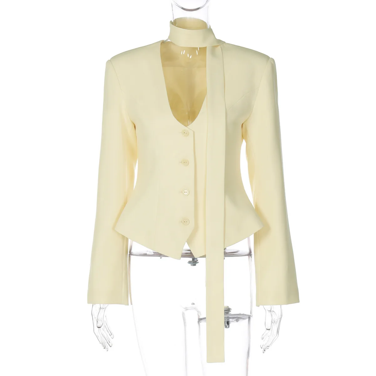 

YYAHAHAS 2025 Autumn New Fashion Elegant Button Cardigan Blazer Slim Fit Solid Color Jacket Women Wholesale