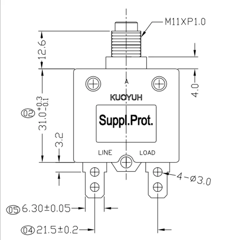 Kuoyuh 98 series 3A 5A 10A 15A 20A 25A 30A 40A 50A125V/250VAC 32VDC  motor protection thermal switch overload circuit breaker