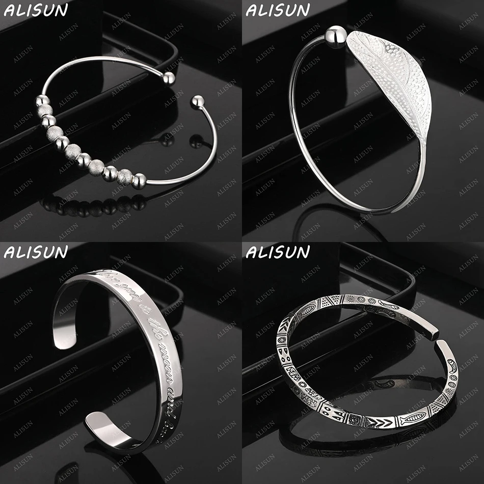 

ALISUN 925 Sterling Silver Design Bangle For Women Men Charm Trend Birthday Gifts Fashion Party Fine Jewelry