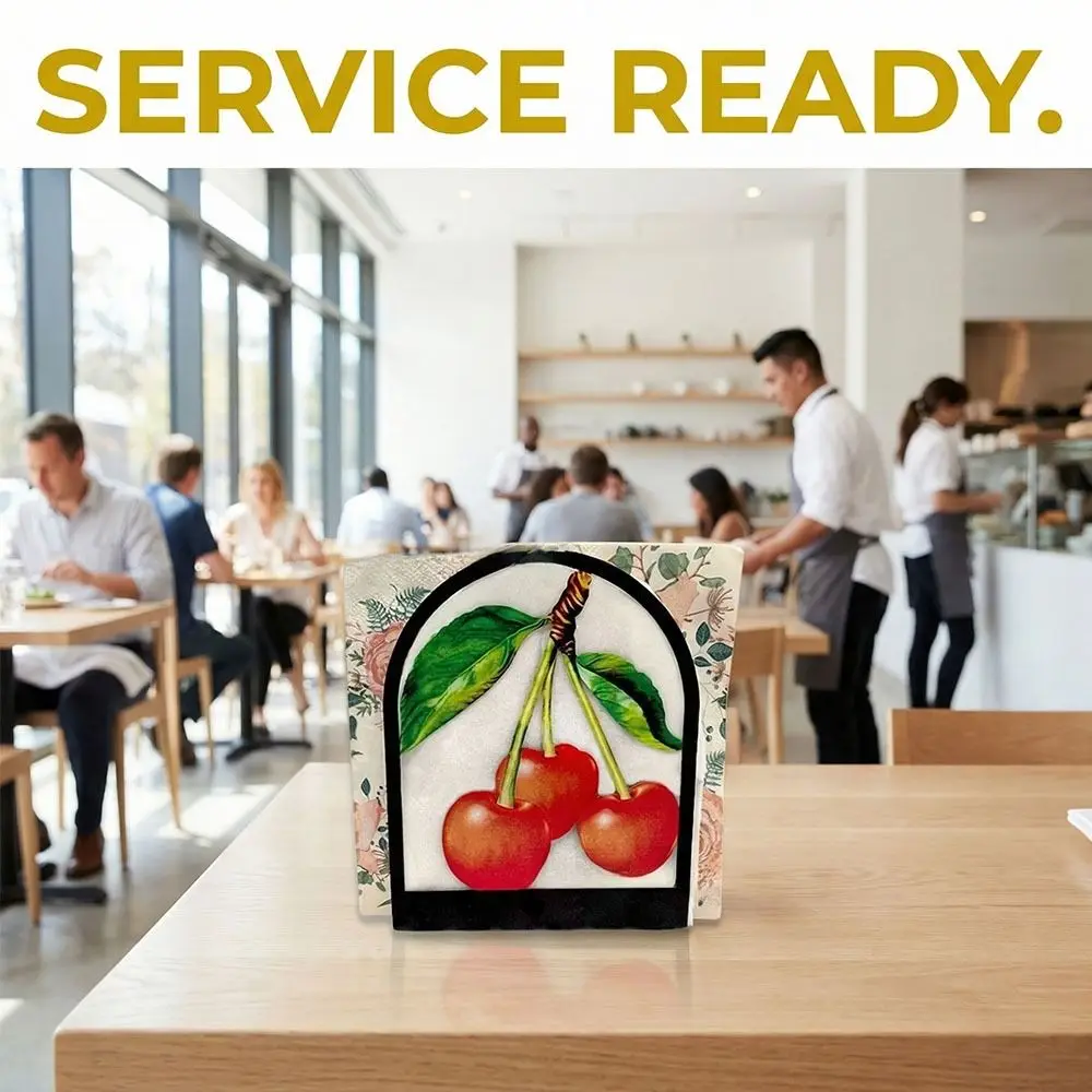 

Iron Paper Napkin Stand Decorative No-slip Tissue Holder Fruit Pattern Space Saving Desktop Napkin Organizer Living Room