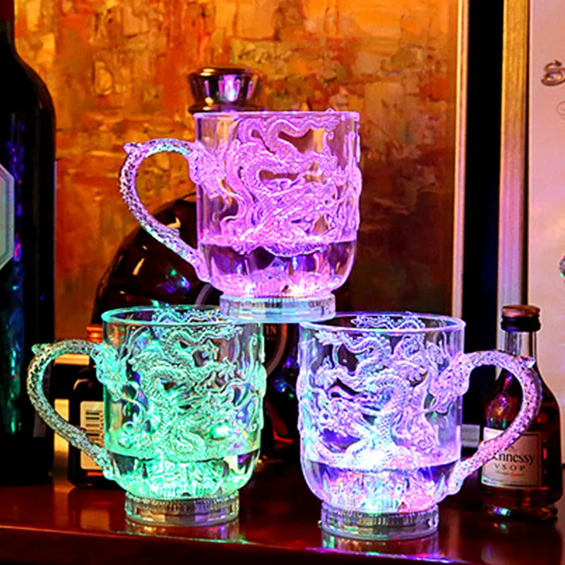 Luminous Cup Dragon Cup creative acrylic light induction colorful luminous color changing beer cup luminous water Cup Anime mug