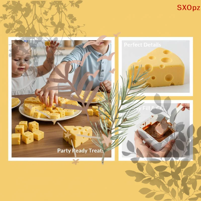 Cute Cheese Silicone Mold Non-Stick Fondant Cake Tray: Chocolate Ice Cube Soap Making Food Grade DIY
