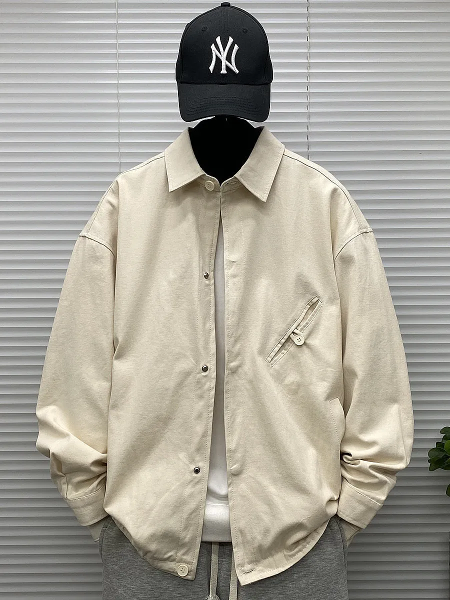 

Men's Casual Outdoor Jaet Stand Collar Oversize Leisure Brand Coat Spring Faion Urban Sle Long Sve Cotton irt