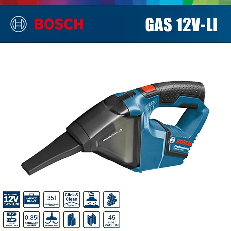 Bosch GAS 12V-LI Cordless Vacuum Cleaner Powerful Cyclone Household Portable Handheld Dust Extractor Mini Home Car Vacuum Clean