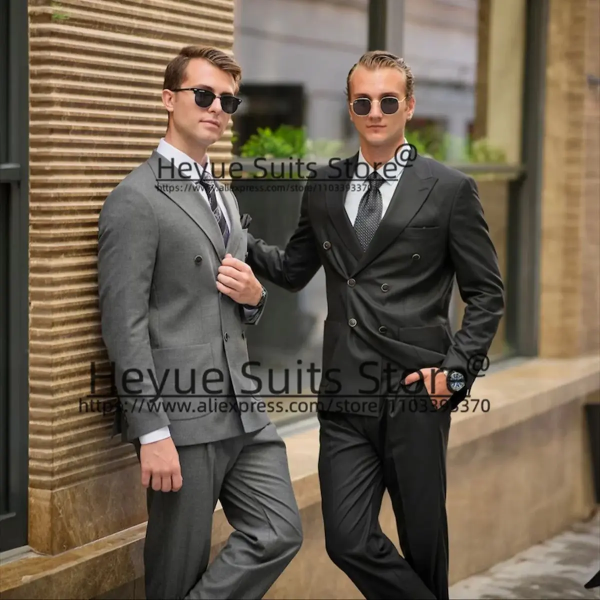 

Formal Double-breasted Business Men Suits Custom Slim Fit Groom Wedding Tuxedos 2 Pieces Sets Elegant Male Blazer Costume Homme