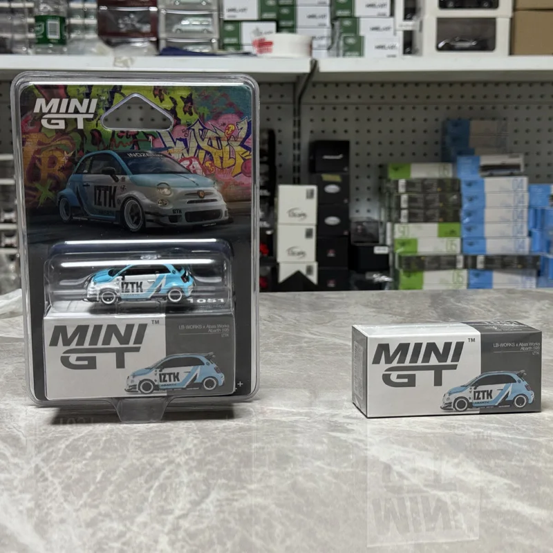 Minigt 1:64 abarth 595 LB-WORKS x abas funciona iztk MGT01051-CH carro brinquedos de liga veículo motorizado modelo de metal fundido para crianças
