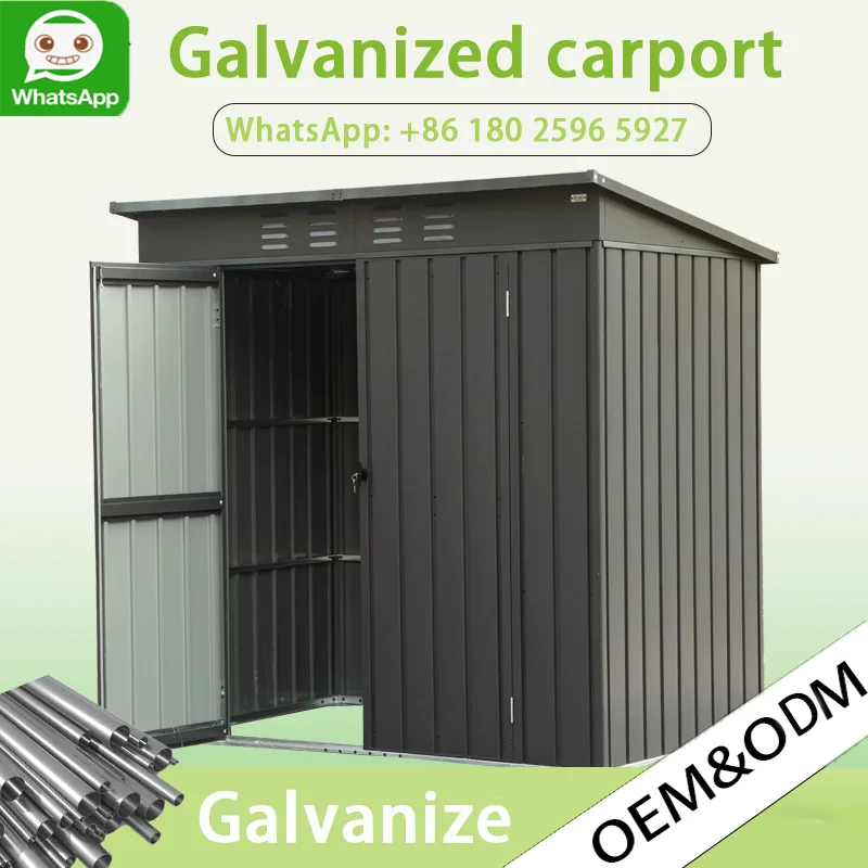 Free Shipping  6x4 Ft Metal Tool Sheds Storage House Outdoor Storage Shed Black