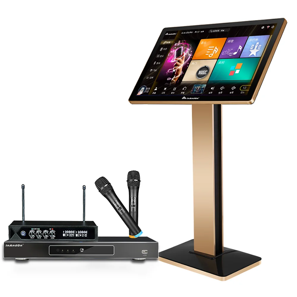 Wholesale 21.5'' Karaoke Players V503 Wifi Karaoke Machine 2T Karaoke System Professional Wireless Microphone InAndOn KTV Set