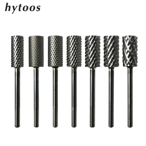 HYTOOS 대형 배럴 비트 3/32 카바이드 네일 드릴 비트, 매니큐어 드릴용 밀링 커터, 젤 제거 도구 액세서리