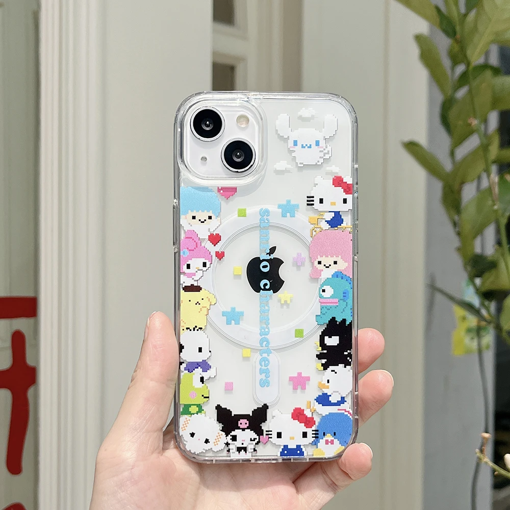 Cute Sanrios Hello Kitty Kuromi My Melody for Magsafe Magnetic Bracket Phone Case for IPhone 15 14 13 12 11 Pro Max Back Cover