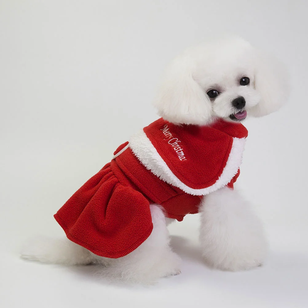 

Christmas Dress Polar Fleece Pet Cloth Dog Skirt Xmas Cat Costume Four-legged Clothing