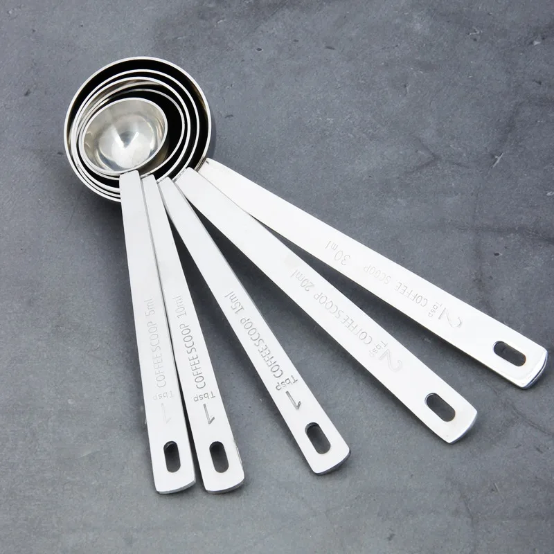 304 Stainless Steel Measuring Spoons Set 5PCS 5ml-30ml for Cooking Baking, Food Grade, Easy to Clean, Rust Resistant