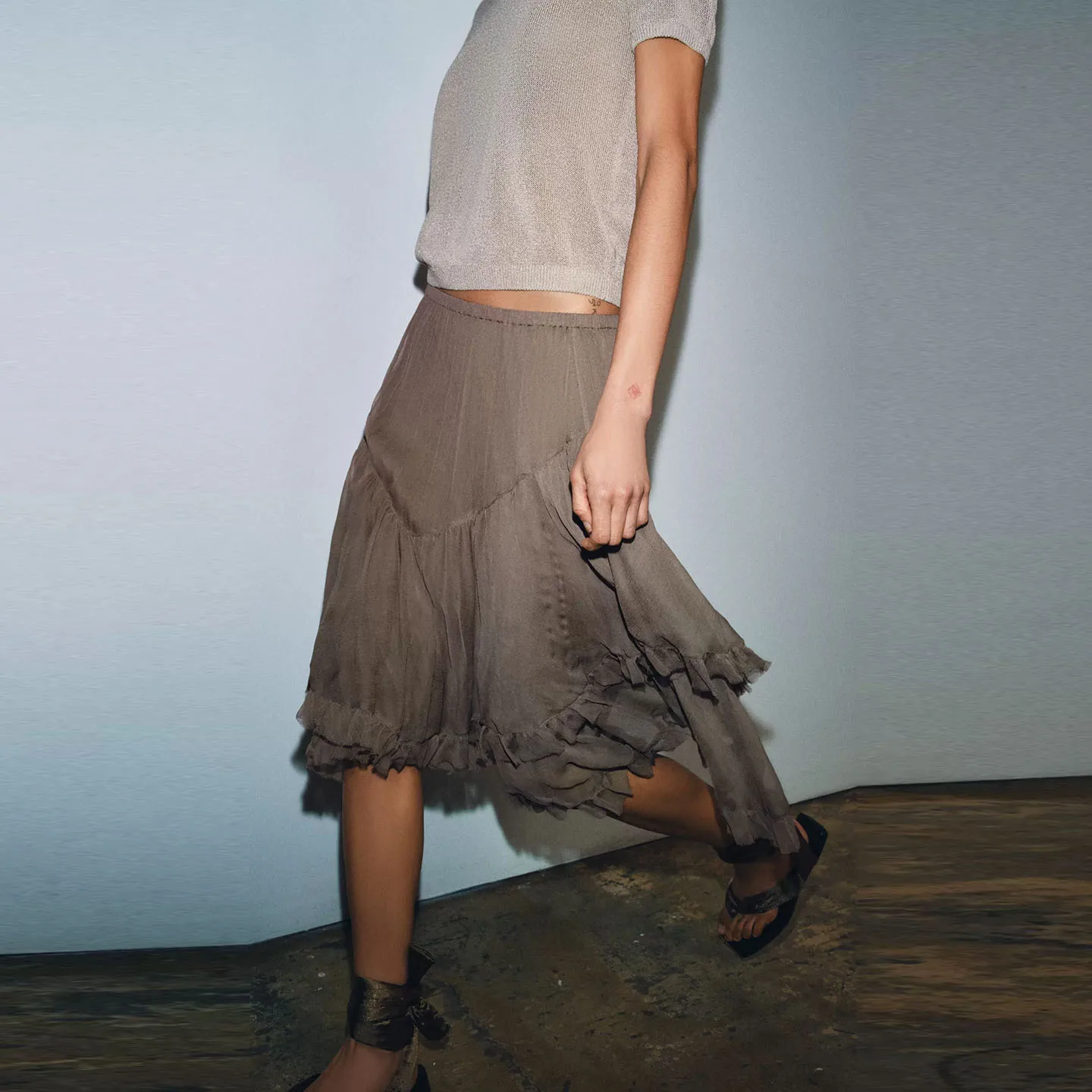 Fashionable Asymmetric Short Skirt Women's mid Waist Layered Decor Casual Summer New Arrival ZADATA Brand Ladies Skirts