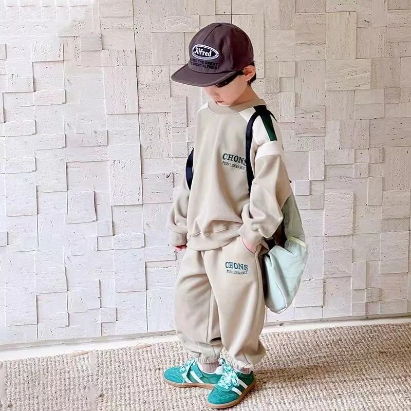 Autumn Children Boy Sports Clothes Set Kid Girls Letter Printed Sweater Pullover Top And Pants 2 Pieces Suit Baby Tracksuits